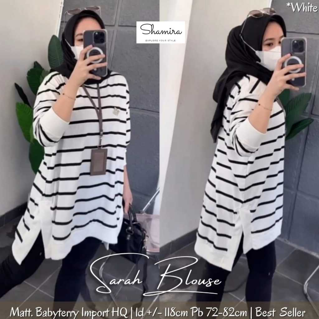 BLOUSE JUMBO WANITA MOTIF SALUR TERBARU PAKAIAN WANITA BAJU ATASAN BLOUSE VIRAL JUMBO MOTIF GARIS GA
