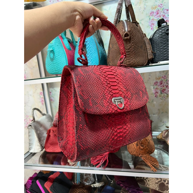 Tas kulit ular asli tas slempang kulit asli