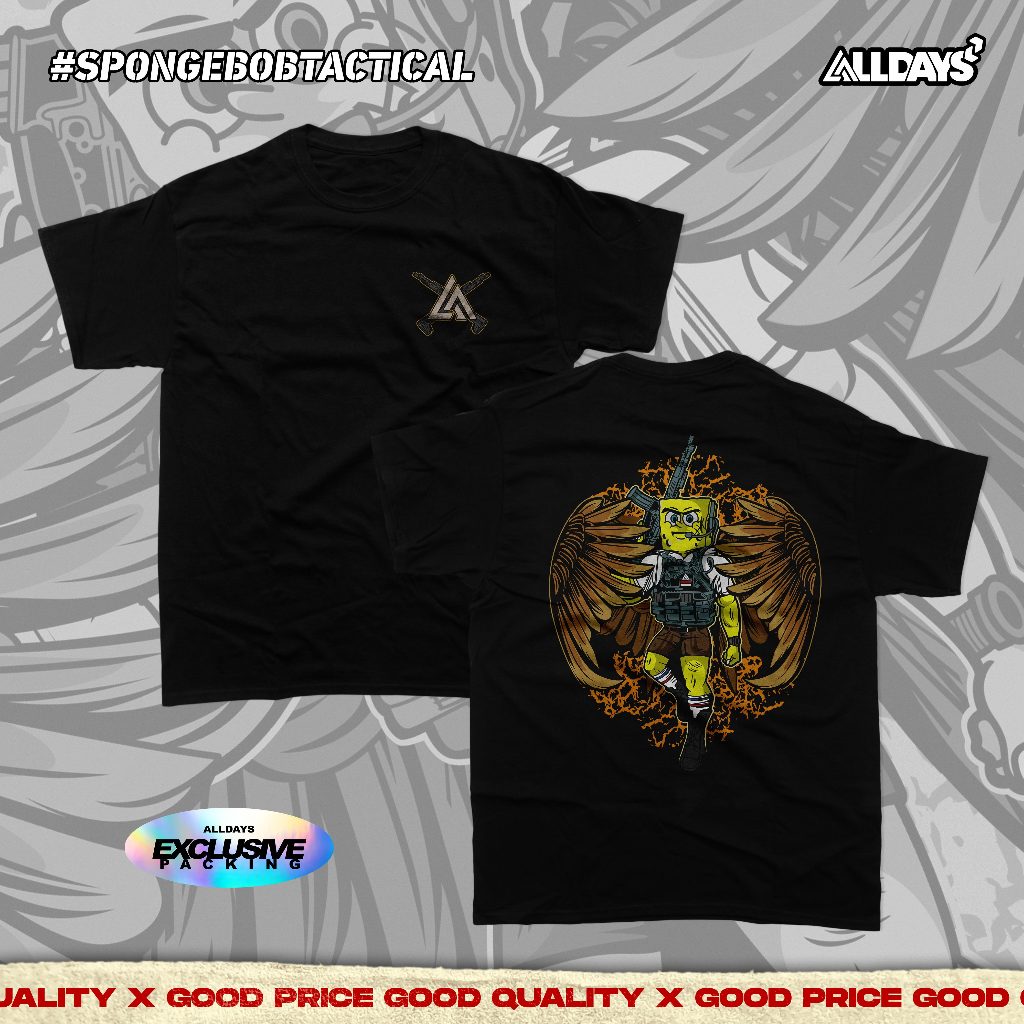 Original ALLDAYS - Baju Kaos Atasan Pria Tactical Spongebob Unisex