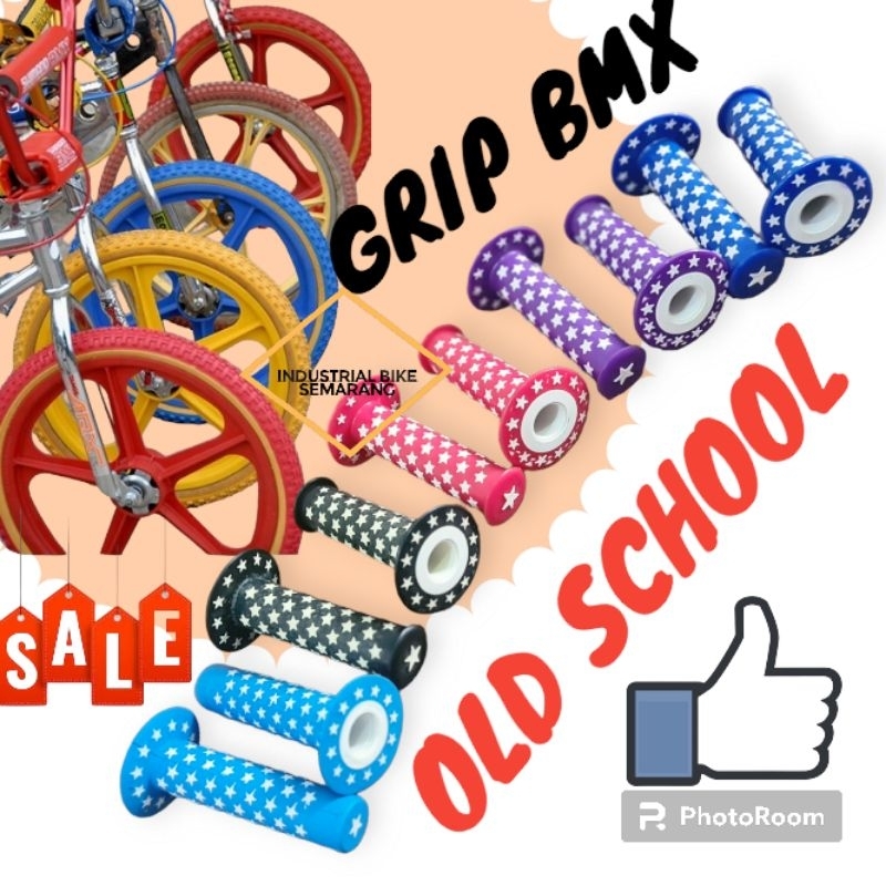 Handgrip Sepeda BMX OLD School Hand Grip Hanfat Kuping Payung Motif Bintang Sarung Karet Stang Handl