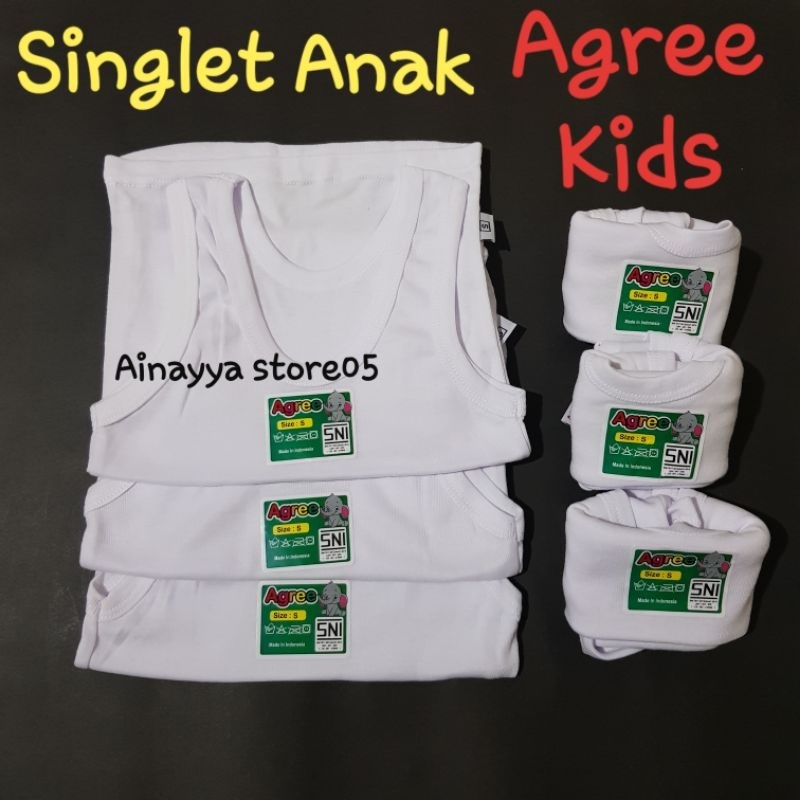 (6pcs) Singlet Anak Merek AGREE KIDS/Singlet Anak Pria Dan Wanita