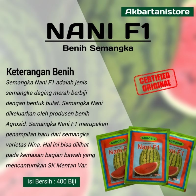 Jual Bibit/Benih Semangka Nani F1 - 400 Biji