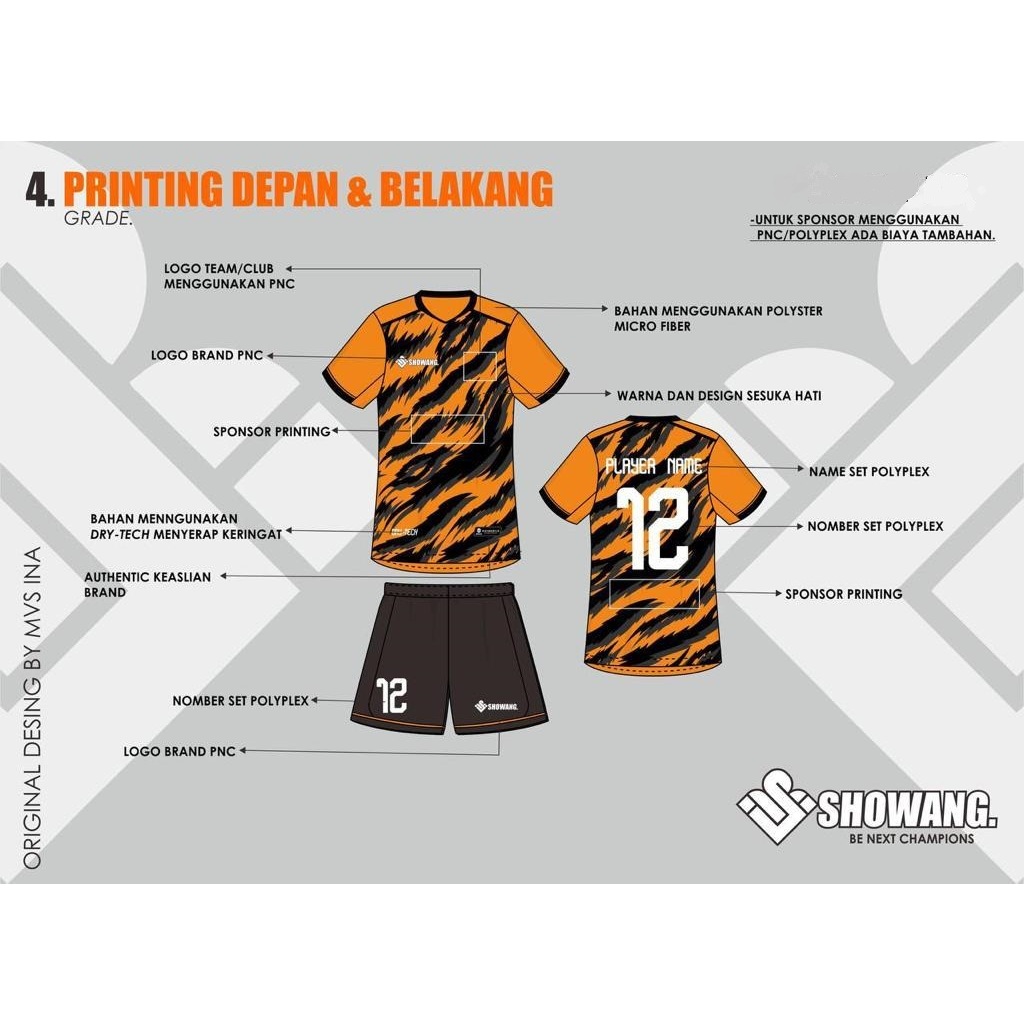 Custom Desain Jersey Kaos Baju Celana Bola Futsal Basket Badminton Tenis Voli Sepeda Roadbike Mancin