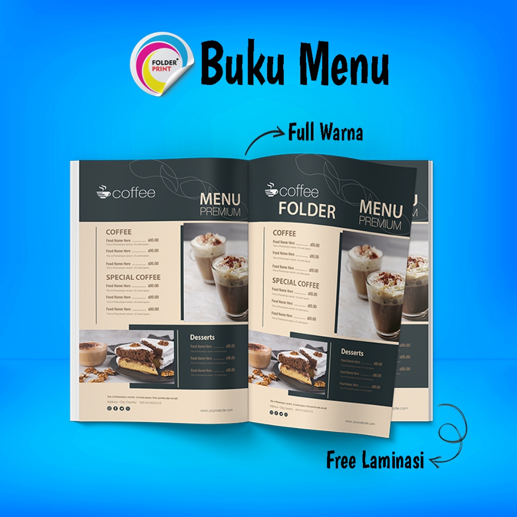 Cetak Buku Menu Makanan Minuman Cafe Custom