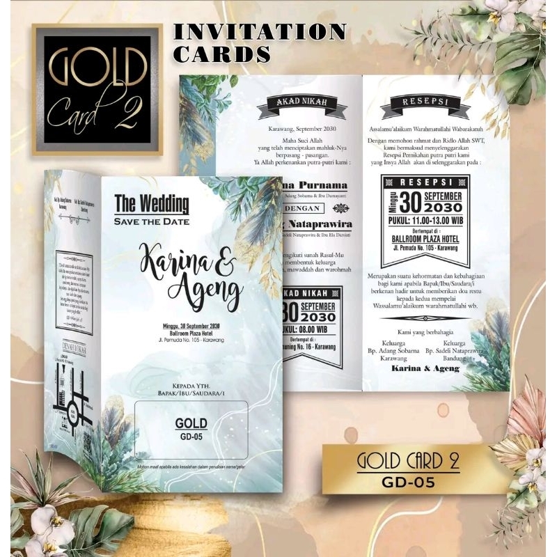 undangan pernikahan / undangan khitan / undangan wisuda unik dan murah aesthetic blangko gold card f