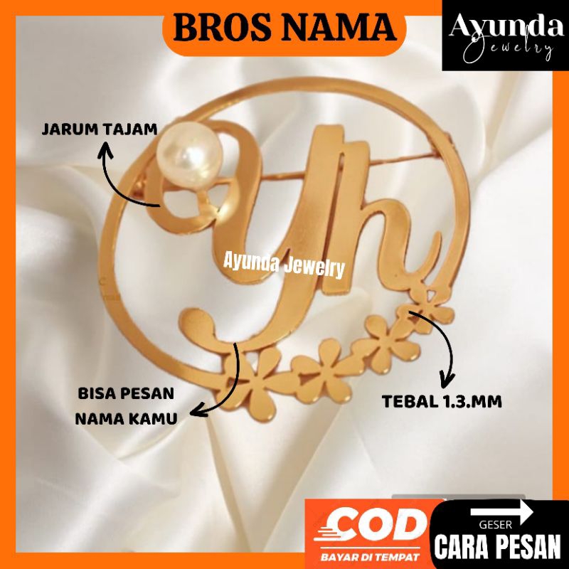 Bros Nama Custom Lapis emas Bros Custom Bros hijab Bros peniti Bros Logo