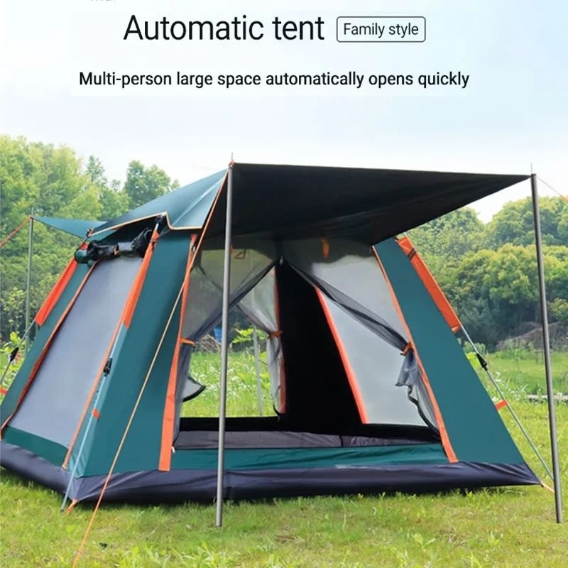 Tenda Camping Otomatis Kap 4 5 Orang Anti UV Waterproof Tenda Camping Keluarga