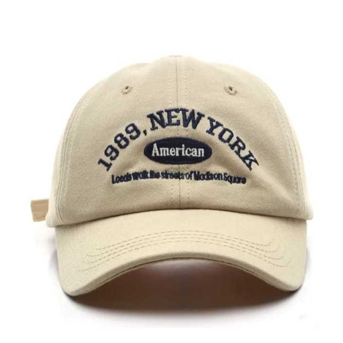 Topi Baseball Hat Cotton Material Bordir 1989 New York Topi Baseball Pria wanita Korean Style