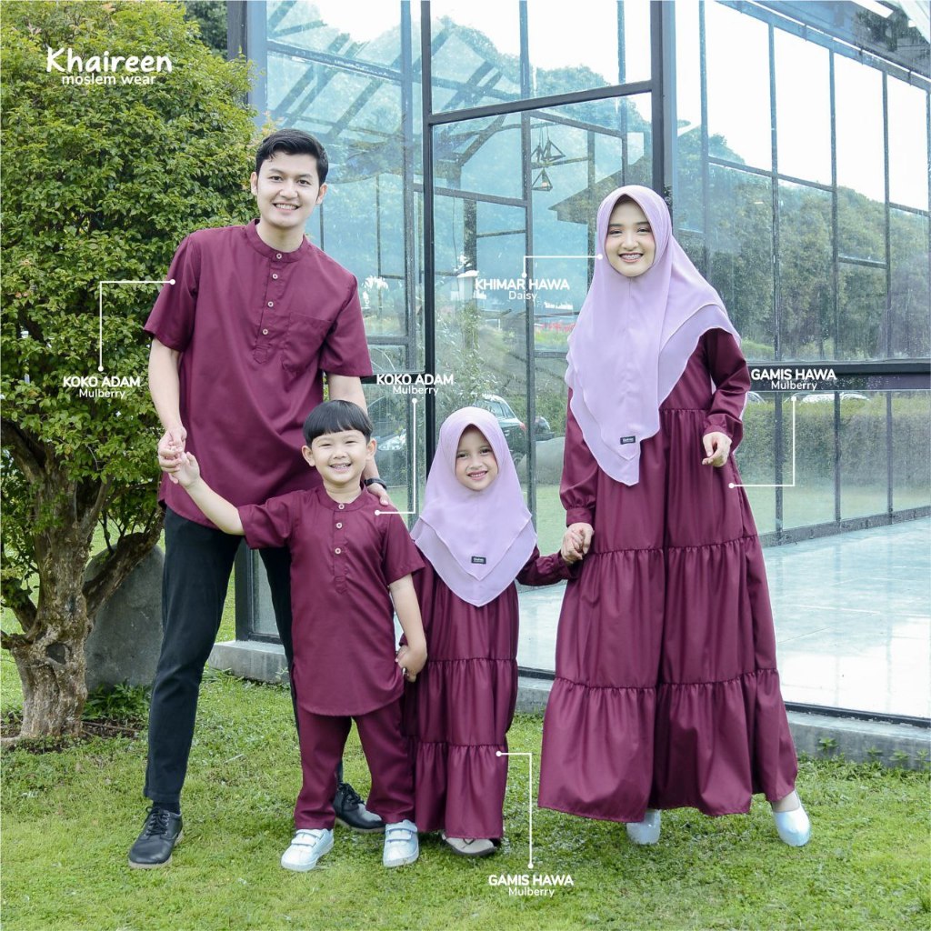 KHAIREEN Sarimbit Keluarga Muslim Adam Hawa Series Mulberry