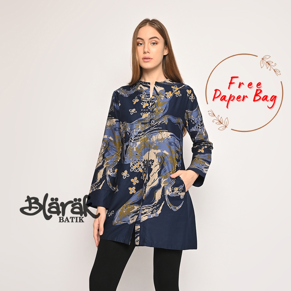 BLARAK - Tunik Nirwasita Biru Kancing 3