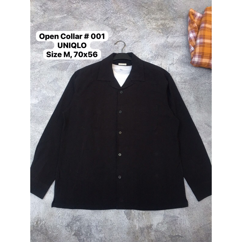 Kemeja Open Collar UNIQLO GU warna hitam size M