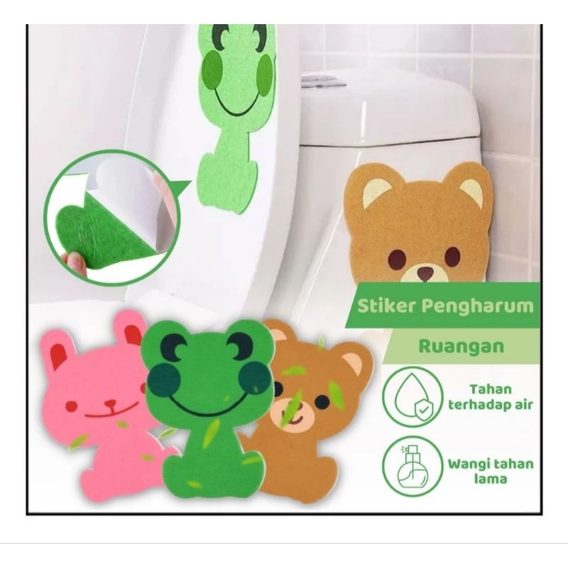 Stiker Pewangi Toilet Karakter Beruang Kelinci Kodok Lucu Stiker Tempel Pewangi Aroma Ruangan Stiker