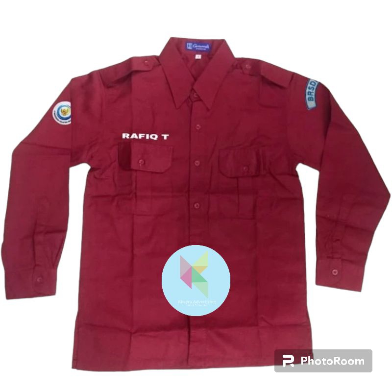 kemeja KKP RI seragam KKP RI merah marun lengan panjang