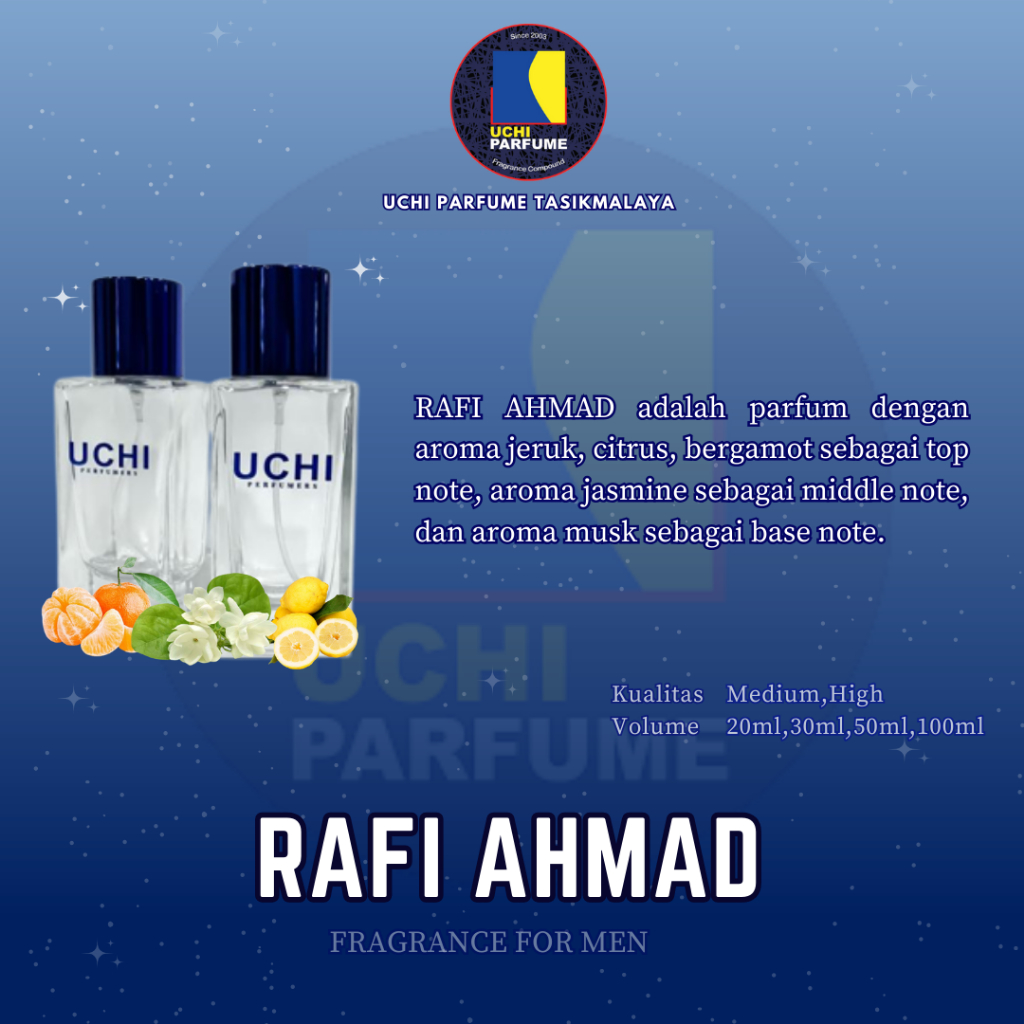 Uchi Parfume Reffil parfum RAFI AHMAD (20ML, 30ML, 50ML,100ML)