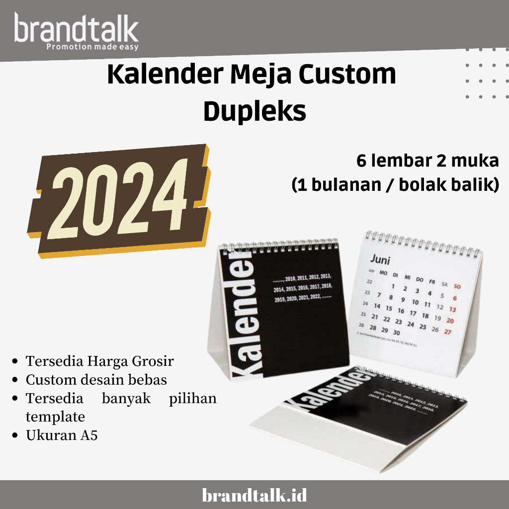 

Custom Kalender Meja 2025 - Dupleks - 6 Lembar 2 Muka - Satuan