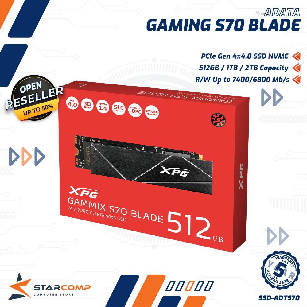 ADATA XPG GAMMIX S70 BLADE 512GB / 1TB / 2TB PCIE 4.0 SSD NVME S 70