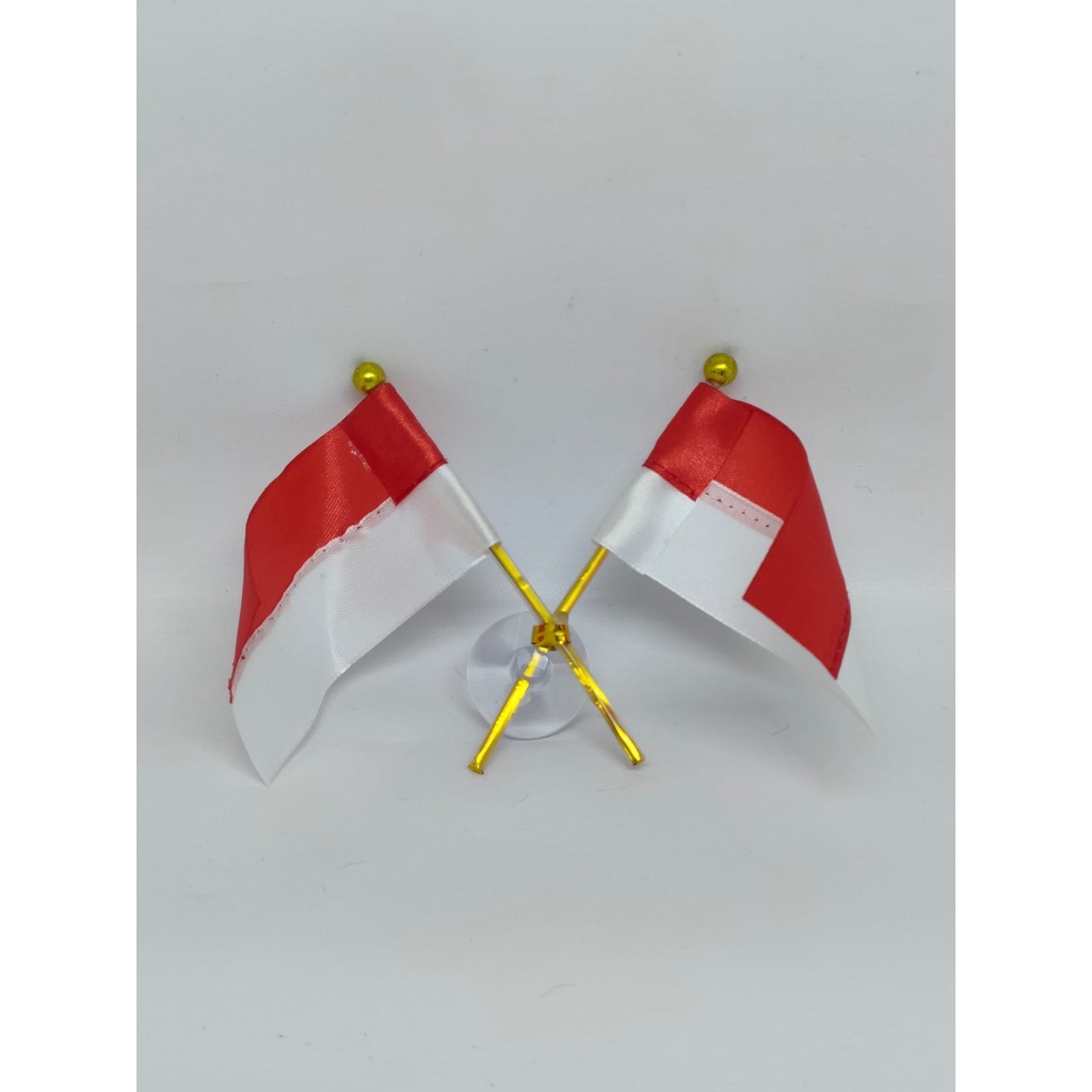 ✅Bendera Merah Putih Tempel - Bendera Silang Mini Indonesia Agustusan Hiasan Kaca Mobil