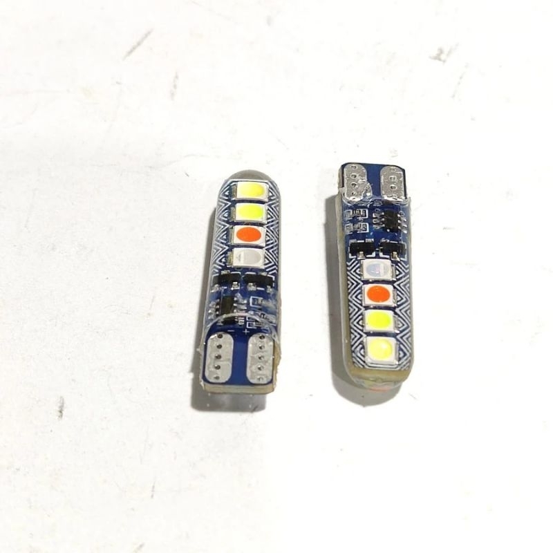 LAMPU SEIN T10 JELLY  BATIK SEN KEDIP + RUNNING 8 LED BESAR WARNA WARNI RGB PELANGI RAINBOW RUNING 8