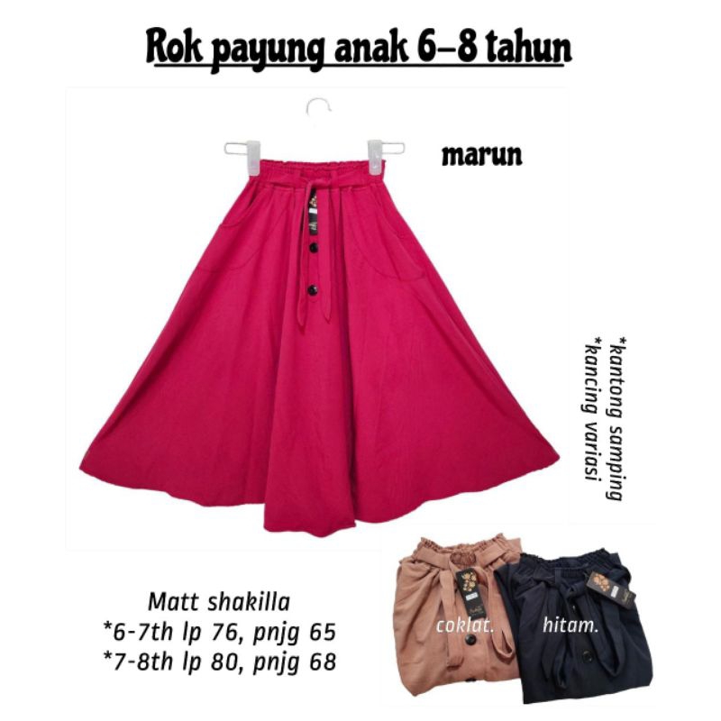 Rok payung anak 6-7/7-8 / 9-10 / 13-14 tahun / Rok Panjang Anak Perempuan