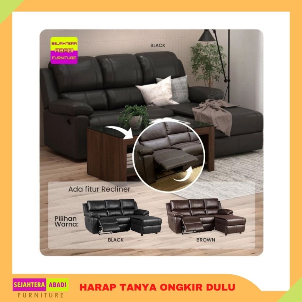 sofabed sofa recliner L liverpool sofa kulit sofa bed reclining besar