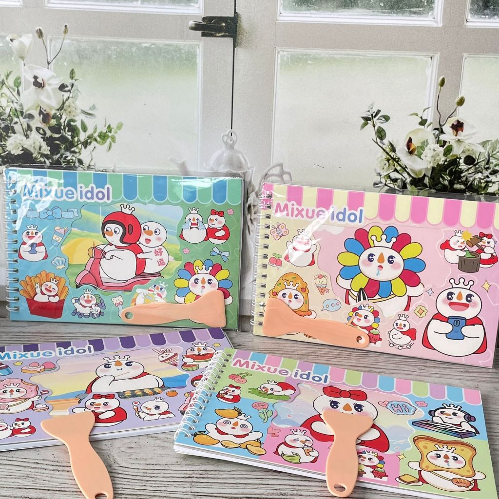 

BUKU SPIRAL MIXUE buku sticker dan transparant buku stiker anti air sticker bening buku sticker mixue unik COD