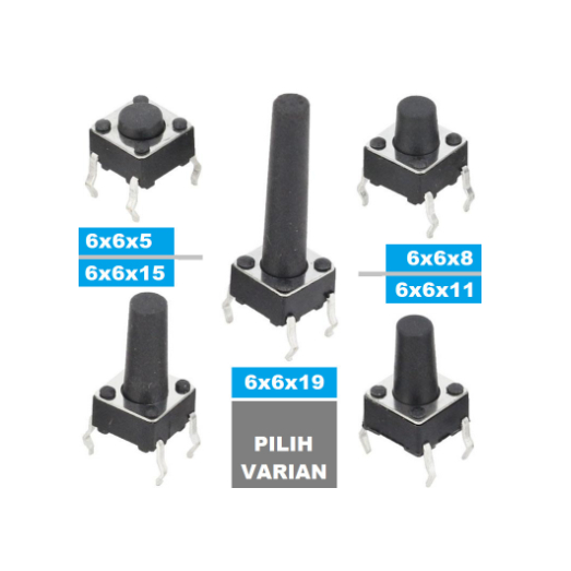 Push Button Micro Switch 4 Pin 6x6 mm DIP tactile