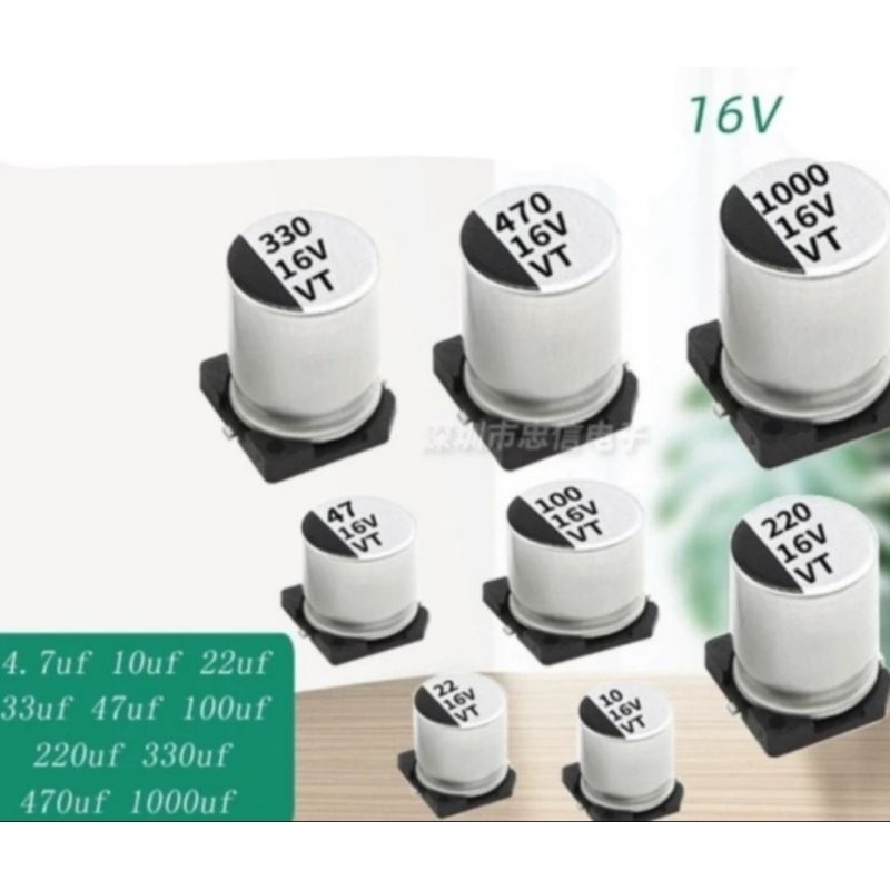 capasitor elco elko kapasitor smd 16v 220uf 4.7uf 100uf 33uf 10uf