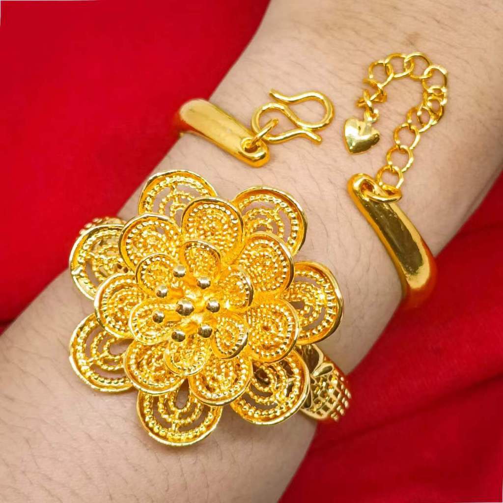 Gelang Tangan Titanium Bulat Bunga Kendari Gelang Dubai Lapis Emas 24karat Gold Dubai Xuping