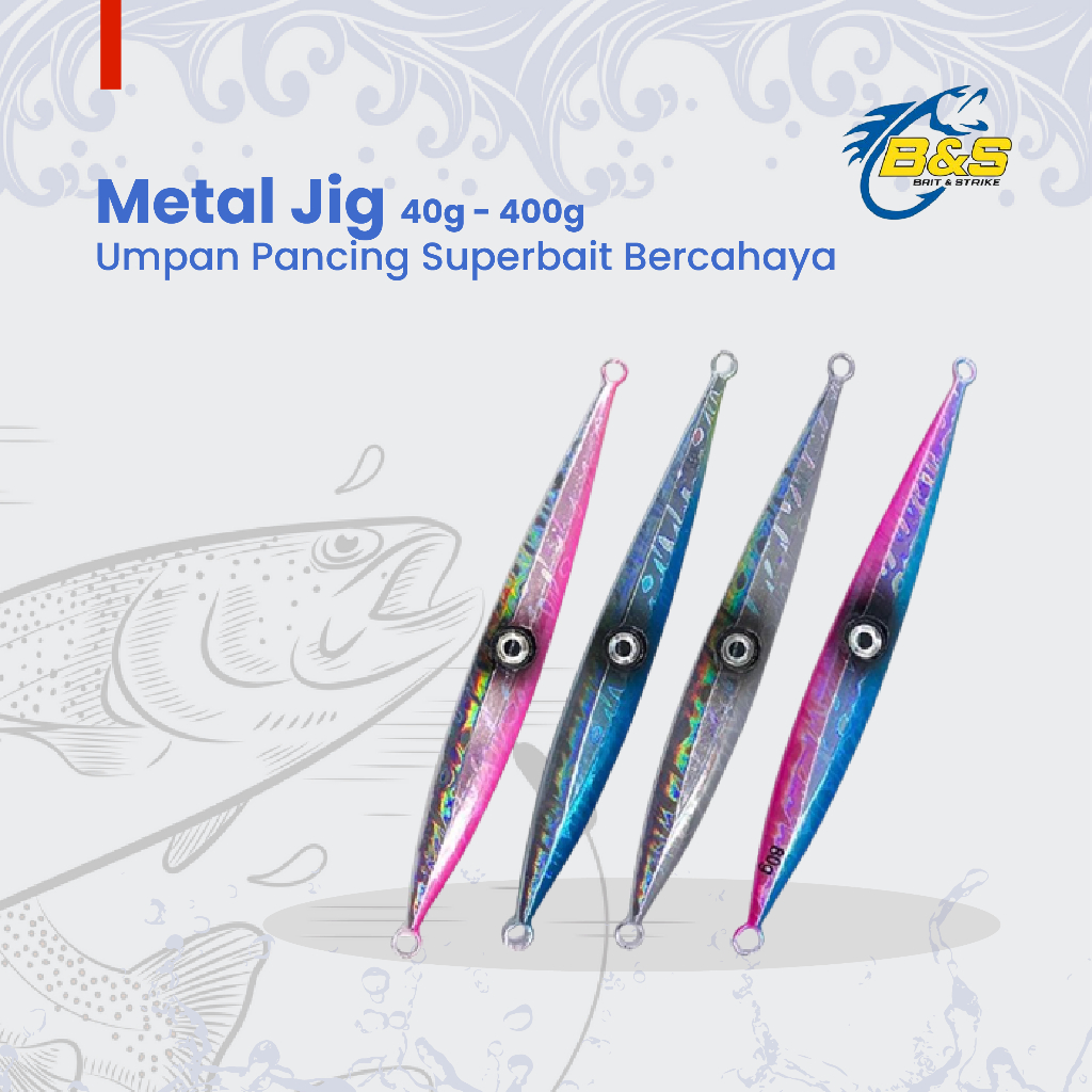LureKiller Umpan Pancing Metal Jig 40g-400g Superbait Bercahaya MJ034