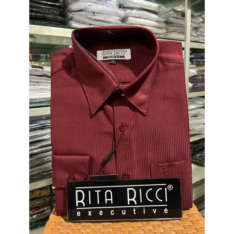 Kemeja List Rita Ricci Slim fit Lengan panjang / Kemeja Salur Rita Ricci / Kemeja pria