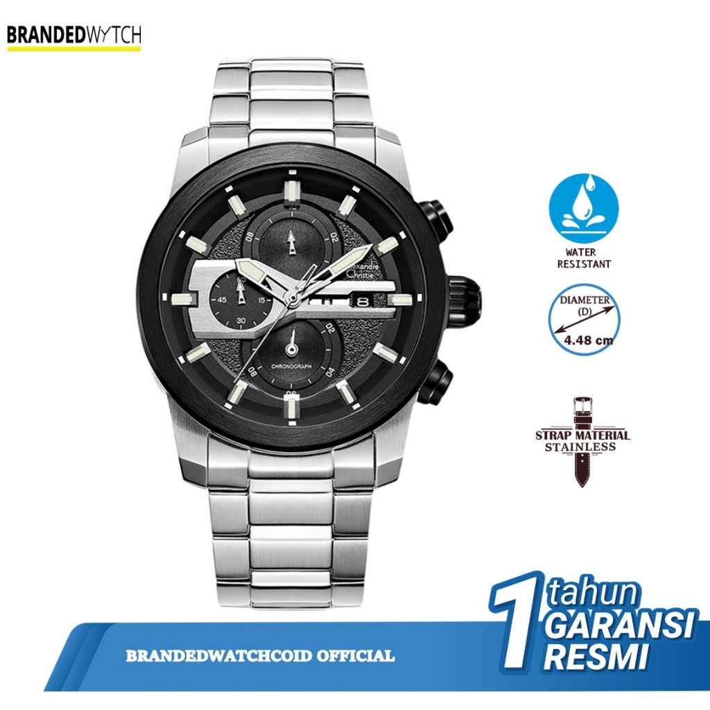 Jam Tangan Alexandre Christie / Alexander Pria AC 6559 MCBTEBABU Original Diameter 4,59 cm