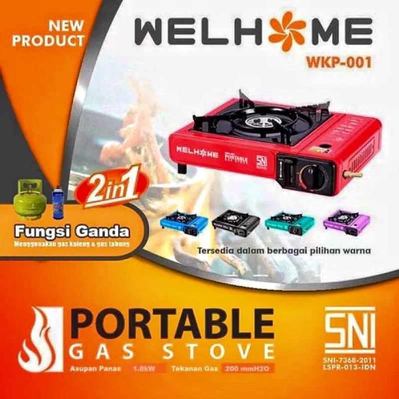 Kompor Gas Portable 2in1( Bisa Gas Kaleng & Gas Tabung 3 Kg )  Welhome / MyvoKompor Portable WKP-001
