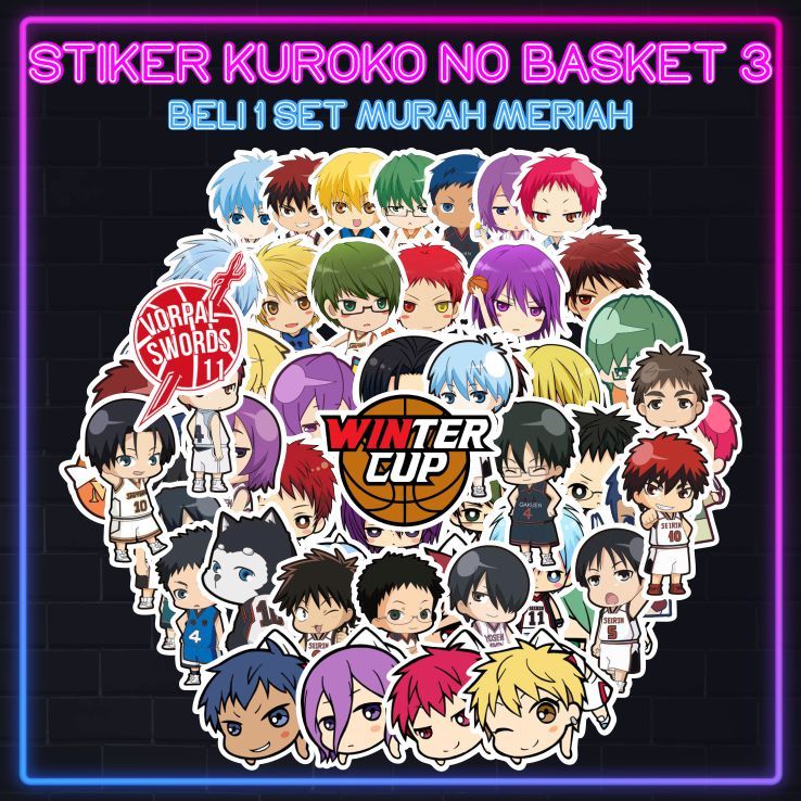 

[1 Set] Stiker Kuroko no Basket (Kuroko's Basketball) 3 Sticker Anime Murah Meriah - ddu-du sticker