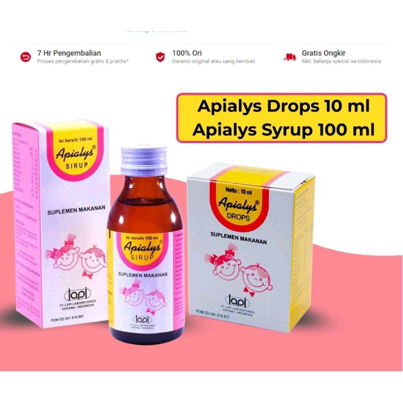suplemen makanan untuk anak APIALYS sirup/drop original