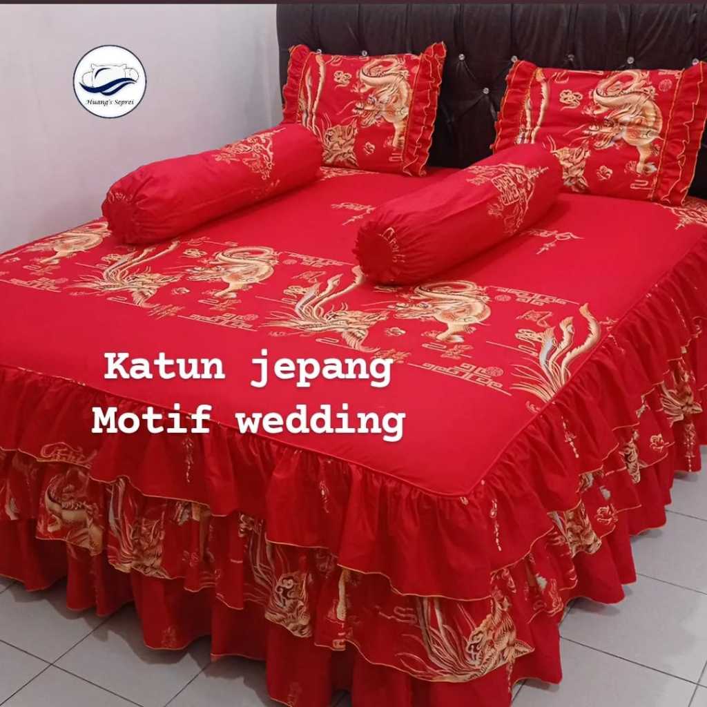 Huang’s Sprei katun jepang homemade rumbai motif Wedding 30x200x200_30x180x200_30x160x200_30x120 x 2