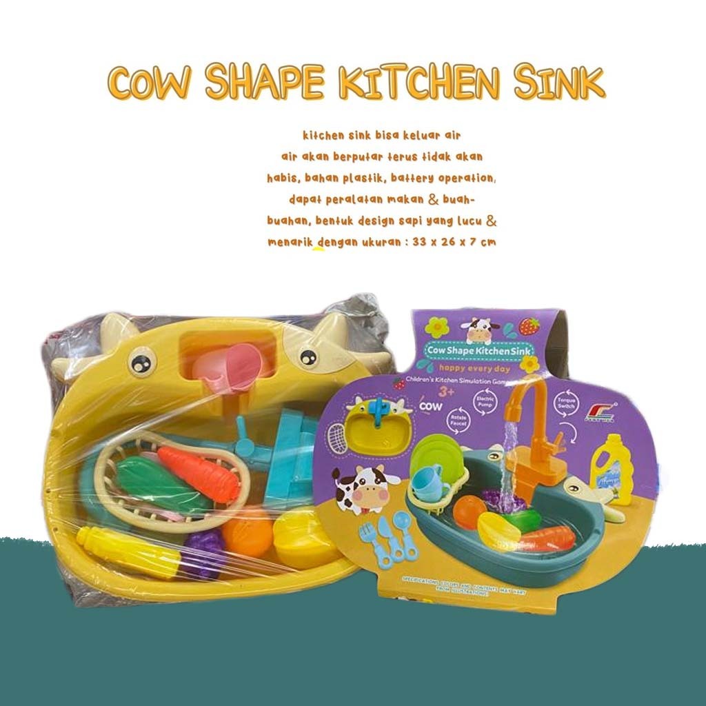 MAINAN ANAK COW SHAPE KITCHEN SINK WASTAFEL DAPUR SAPI KITCHEN BENTUK SAPI