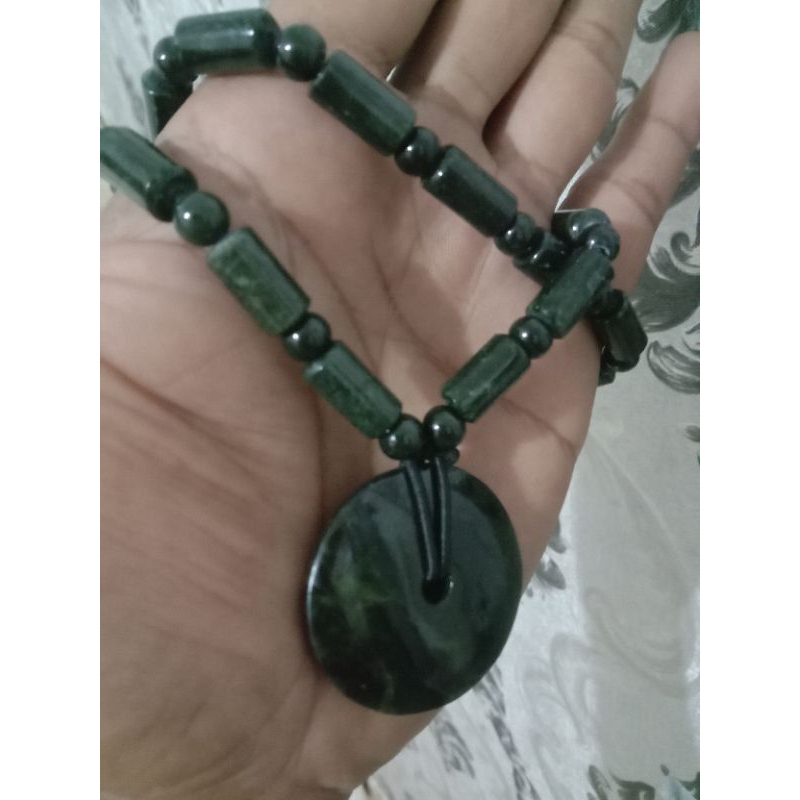 Kalung + Liontin Giok Black Jade Asli aceh