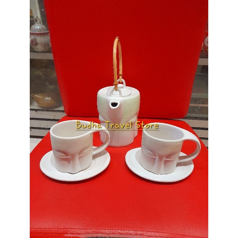 Teko Motif Buddha &  2 Cangkir Budha Tea Pot 2 Cup Buddha Face