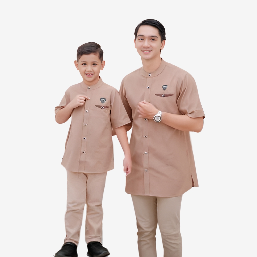 BARS CLOTH.CO Baju Couple Lebaran 2024 Pasangan Koko Ayah Dan Anak Laki Laki Kemeja Kurta Pakistan R