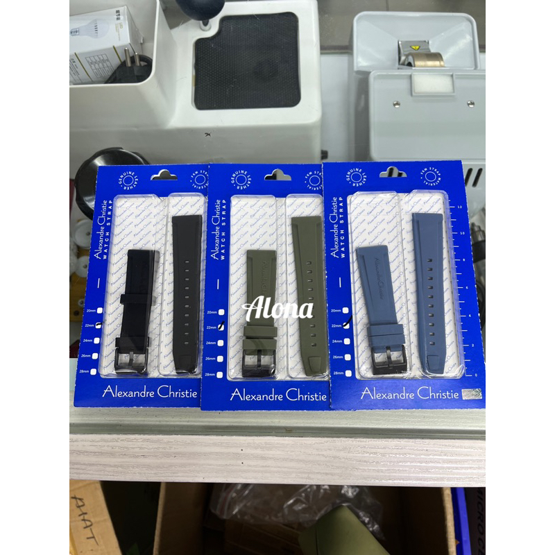 ORIGINAL  Tali Jam Tangan Alexandre Christie 6592, Strap Rubber ORI AC 6592 Size 22mm