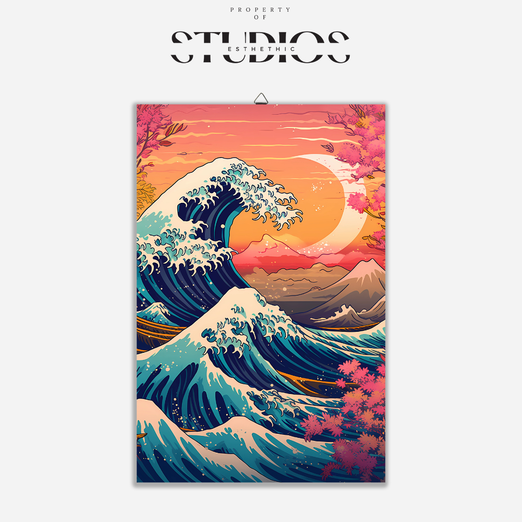 #ART03 THE GREAT WAVE OFF KANAGAWA HOKUSAI JAPAN UKIYO-E WALL DECOR OMBAK GELOMBANG TSUNAMI PASANG B