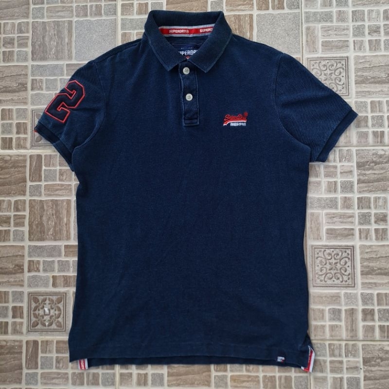 SUPERDRY ORIGINAL Organic Cotton Polo Shirt Kaos Polo Pria Navy