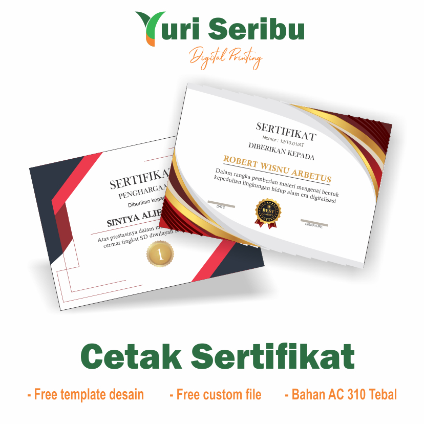 Cetak berbagai sertifikat seminar / penghargaan