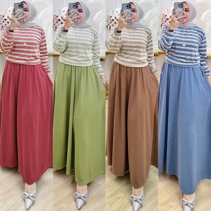 TATAOS BANGKOK BY ZARRA*** NILA EMILY LUCKY ONE SET SETELAN BLOUSE DOTTY POLKA & ROK PANJANG FLARE B