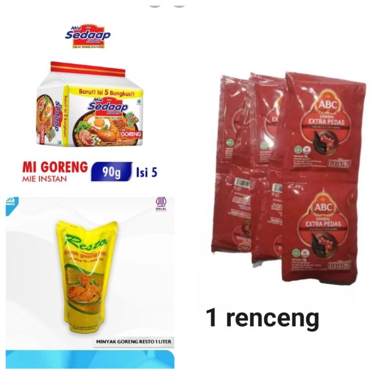 

PAKET HEMAT 3 IN 1 MINYAK 1L + MIE SEDAP GORENG 5pcs + ABC SAOS 1rtg