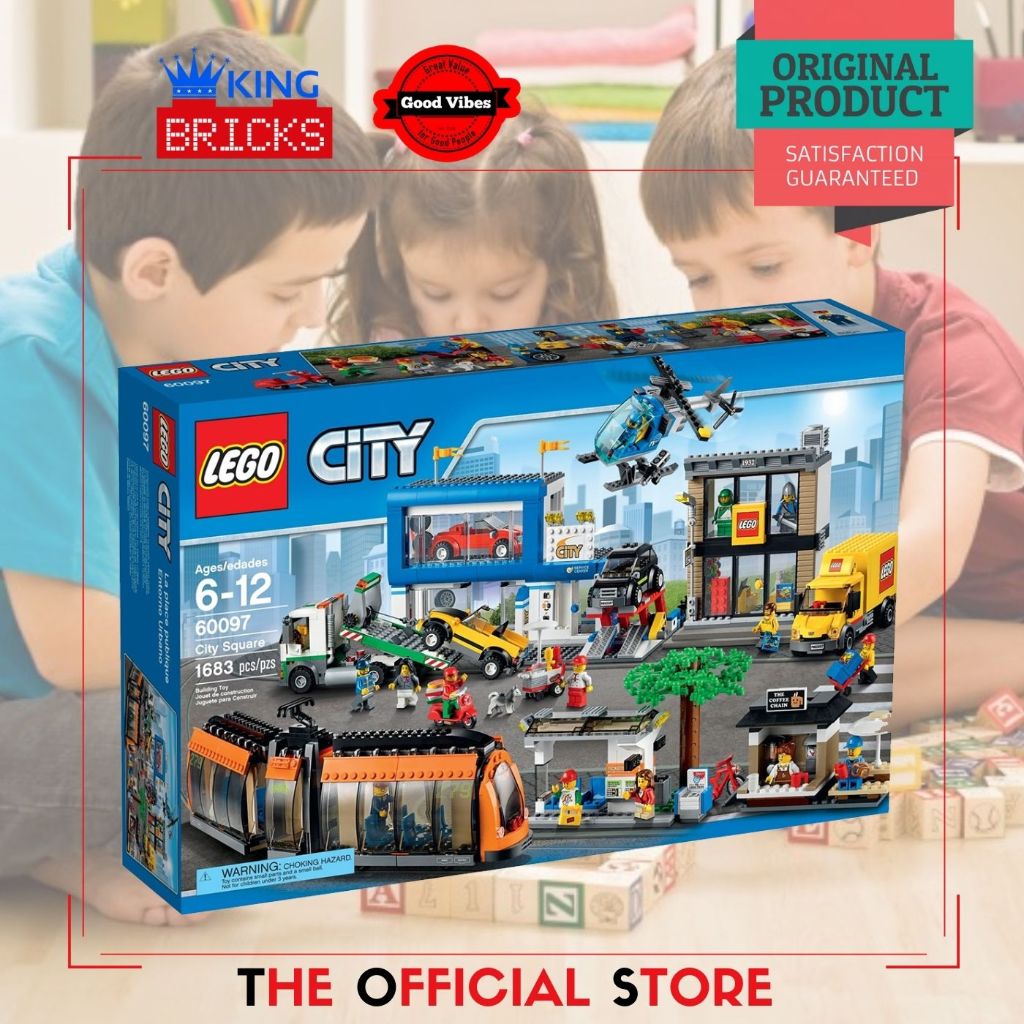 LEGO Original CITY 60097 City Square - Mainan Anak Edukasi Restoran Kota Mobil Bus Motor Sepeda