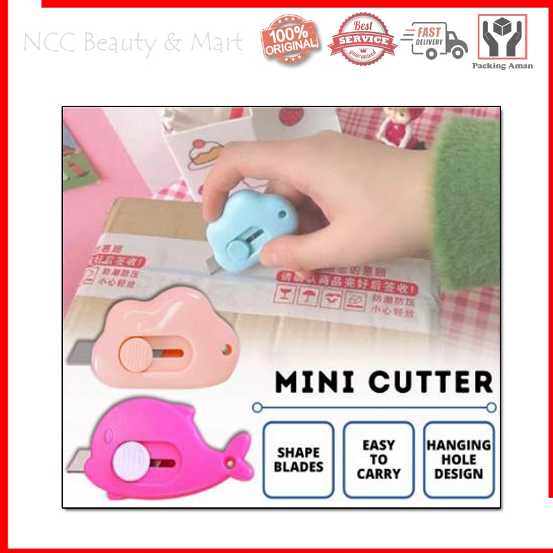

* NCC * Cutter Mini Portable Alat Pisau Pemotong Serbaguna Travel Size Kertas Paket Unboxing