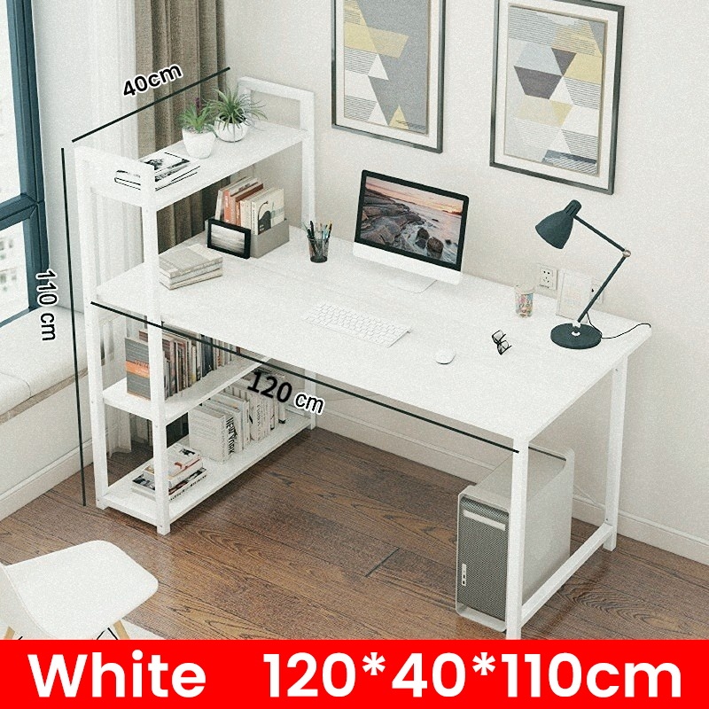SAKULA Meja Belajar 120cm Meja kantor Meja komputer Meja Kamar Tidur Sederhana Dengan Rak Buku Table Computer Table Meja rias Meja Kerja-H-120CM