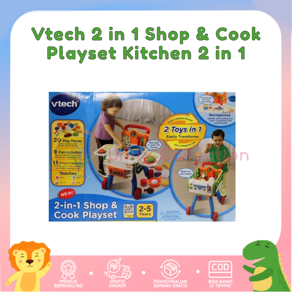 Vtech 2 in 1 Shop & Cook Playset Kitchen 2 in 1 - Mainan Anak Balita Belanja dan Memasak