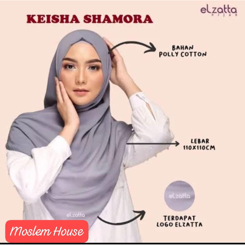 Kerudung segi empat polos elzatta keisha shamora